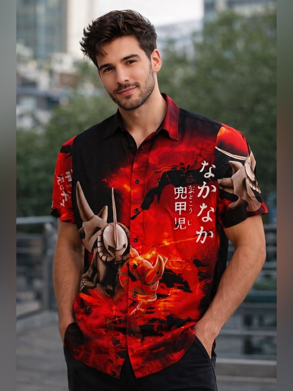 Vintage 90s Y2K MT:2 Evangelion Mecha Anime Button Up Shirt Size XL Korean Robot